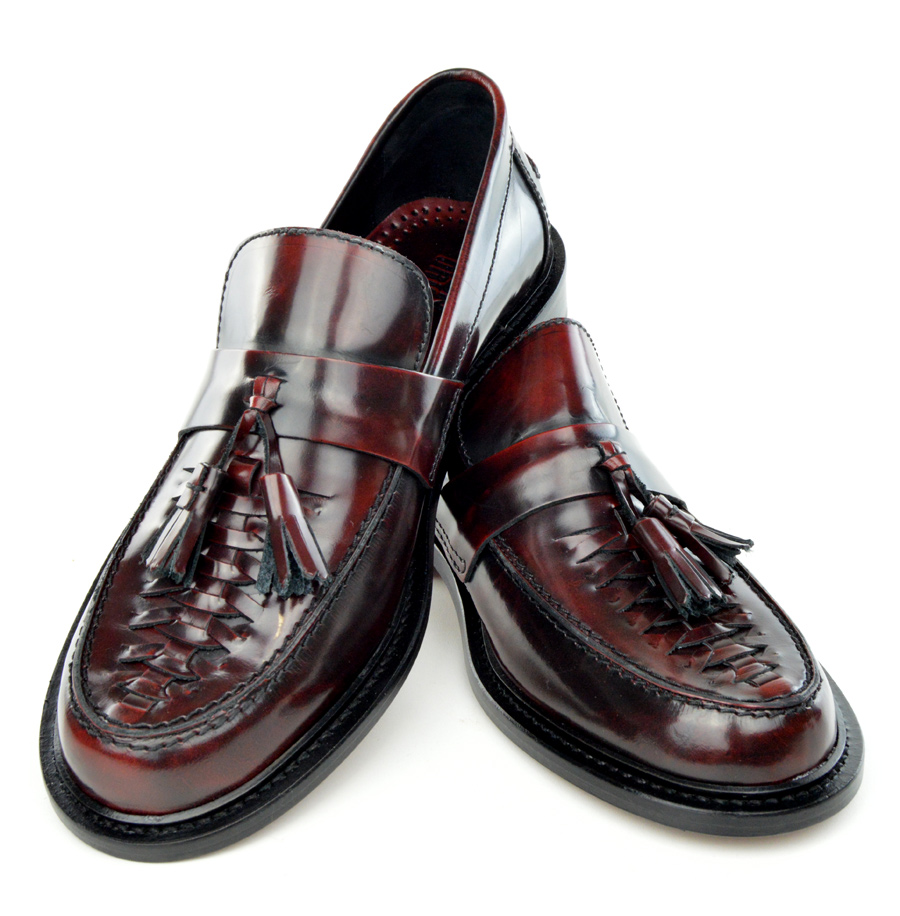 oxblood red loafers