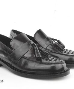 Basket Weave Black Tassel Loafers – The Allnighter – Mod Shoes