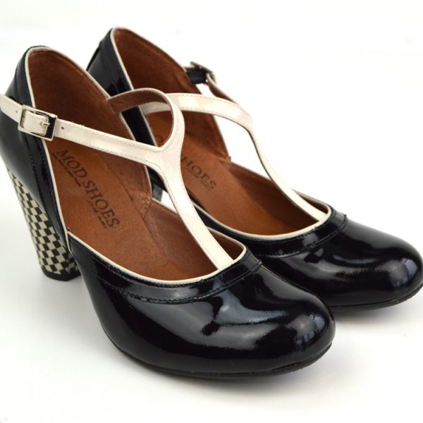 Sizes 2 Only - The Miss Molly - Black & Cream Patent ...