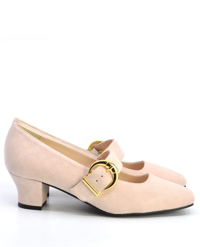 The Lola In Blush Embossed Suede – Mary Jane 60’s Style Ladies Shoes By ...