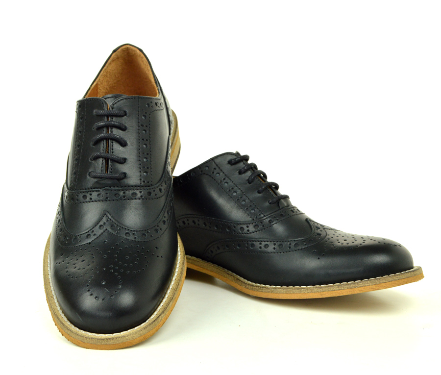 black leather brogues womens