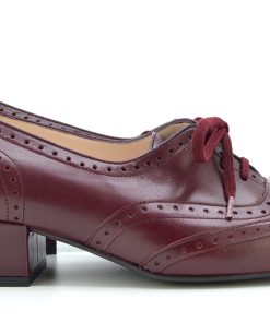 The Faye Brogue In Oxblood Leather – Vintage Style Ladies Shoes – Mod Shoes