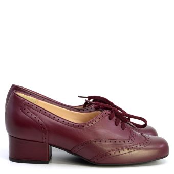 The Faye Brogue In Oxblood Leather -  Vintage Style Ladies Shoes Image