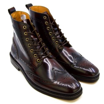 The Shelby V2 (New Thicker Soles) - Oxblood Brogue Boots - Peaky Blinders Inspired Image