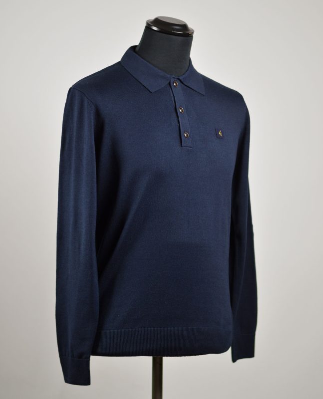 Gabicci Navy Blue Francesco long Sleeve Polo Top – Mod Shoes