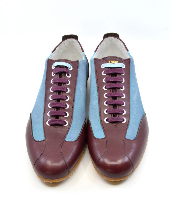 The Fresco In Claret & Blue Leather & Suede – Old School Trainers – Mod ...