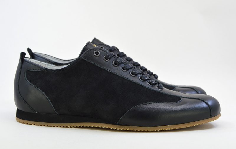 The Fresco In Black Leather & Suede – Old School Trainers – Mod Shoes