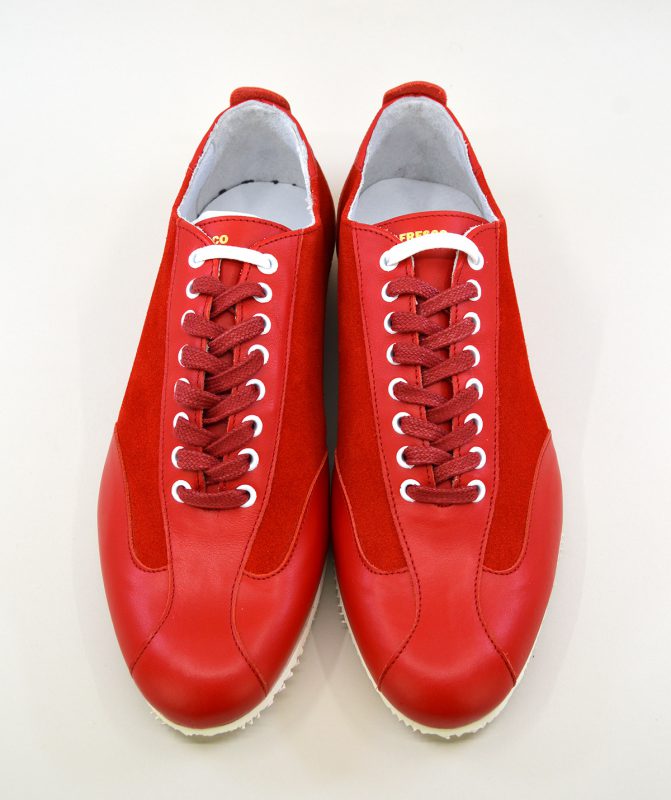 The Fresco In Red Leather & Suede – Old School Trainers – Mod Shoes