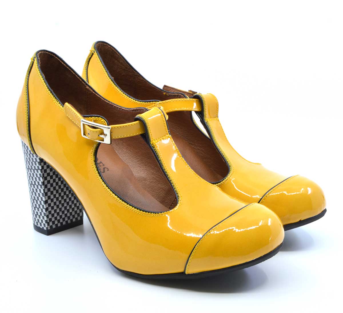 The Dusty In Sunflower Patent – Ladies Retro T-Bar Shoe by Modshoes ...