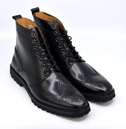 The Shelby with Rubber Winter Soles – Black Brogue Boots – Peaky ...