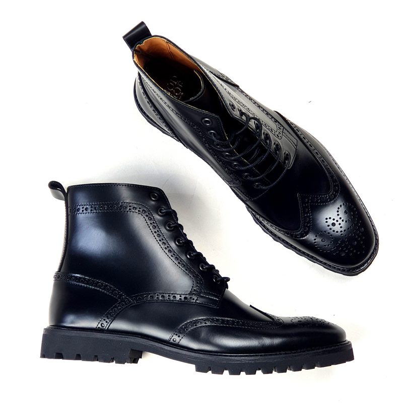 The Shelby with Rubber Winter Soles – Black Brogue Boots – Peaky ...