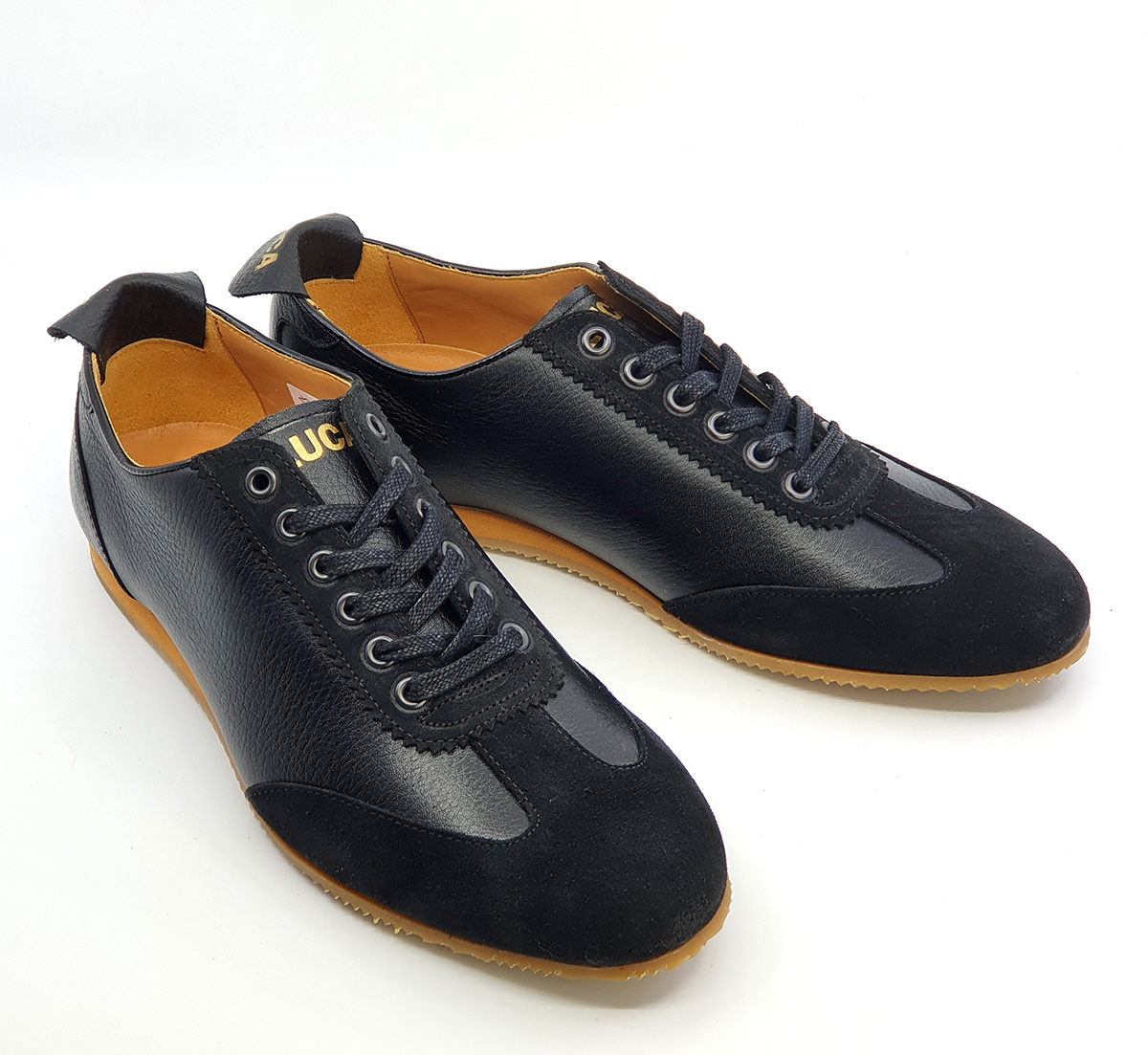 The Luca In Black Leather & Suede – Old School Trainers – Mod Shoes