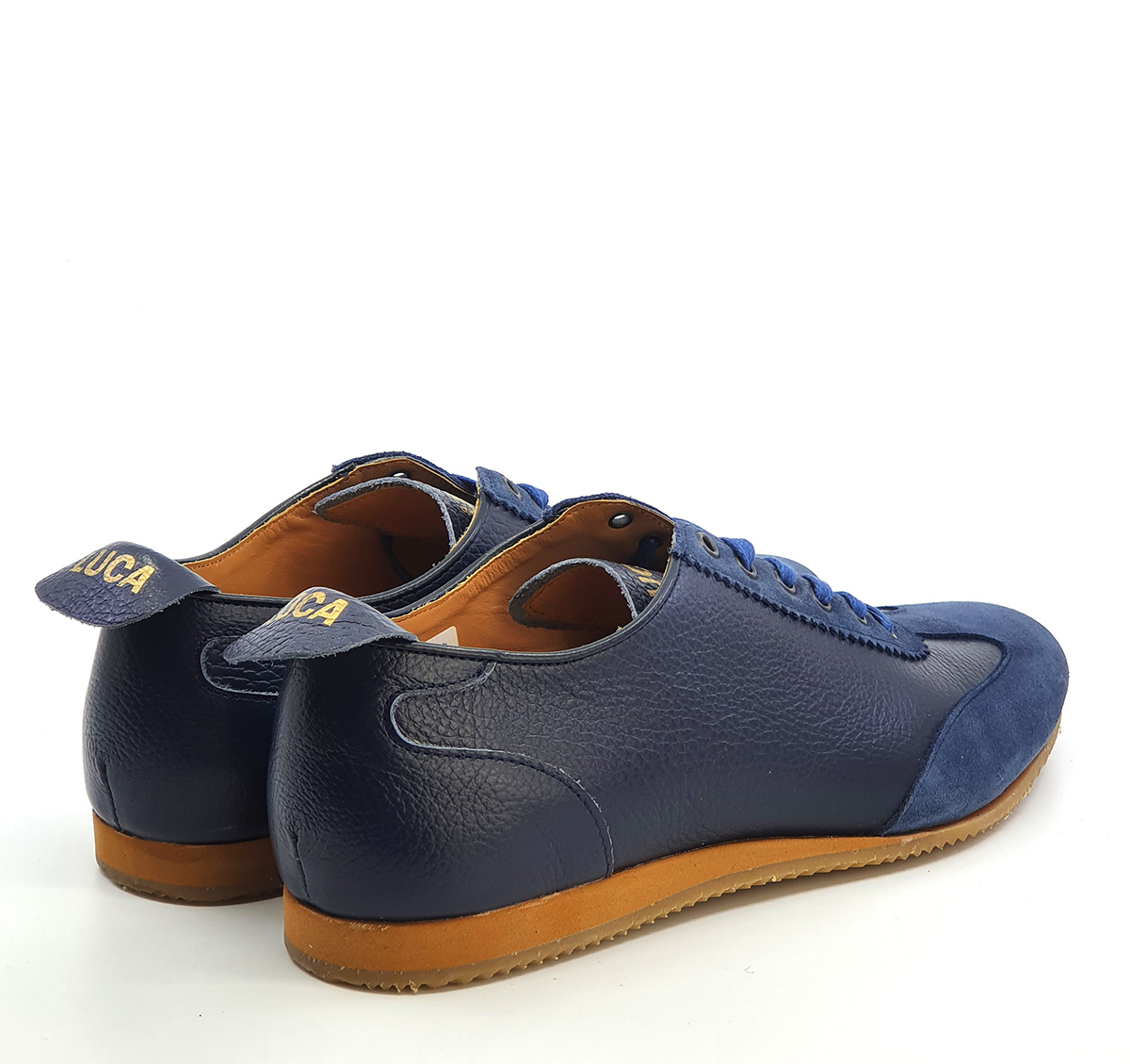 The Luca In Blue Leather & Suede – Old School Trainers – Mod Shoes