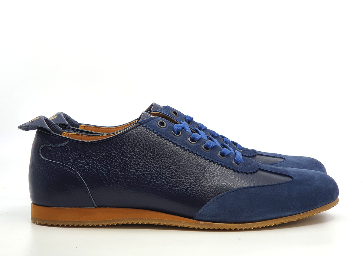 The Luca In Blue Leather & Suede – Old School Trainers – Mod Shoes
