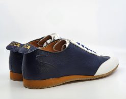 The Luca In Blue & White Leather & Suede – Old School Trainers – Mod Shoes