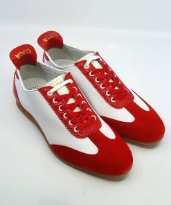 The Ricco in White Leather & Blue Red Strip - Old School Trainers