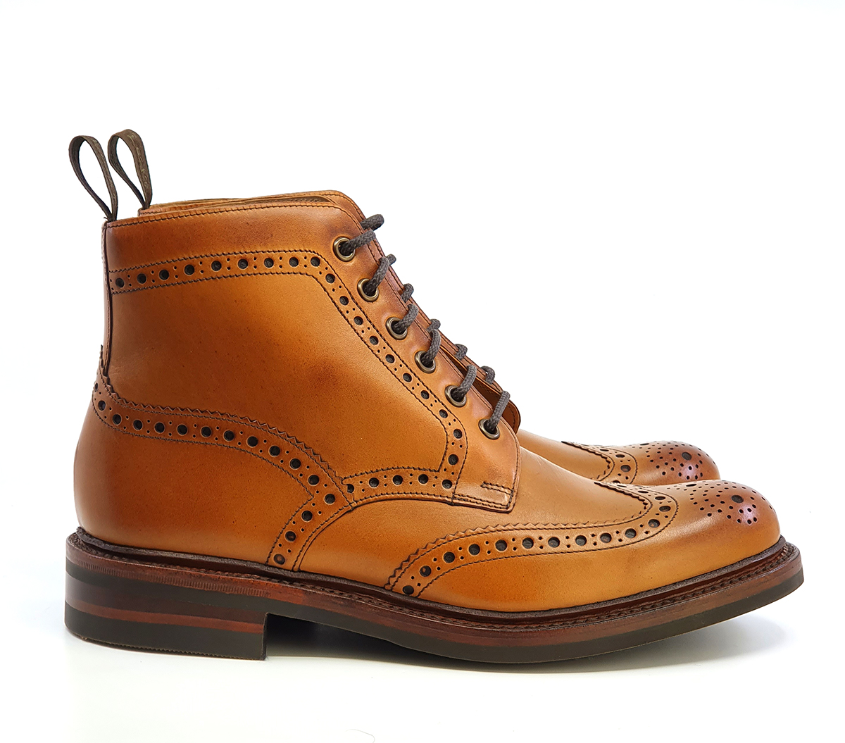 Loake Bedale Tan Brogue Boots – Made In England – Mod Shoes