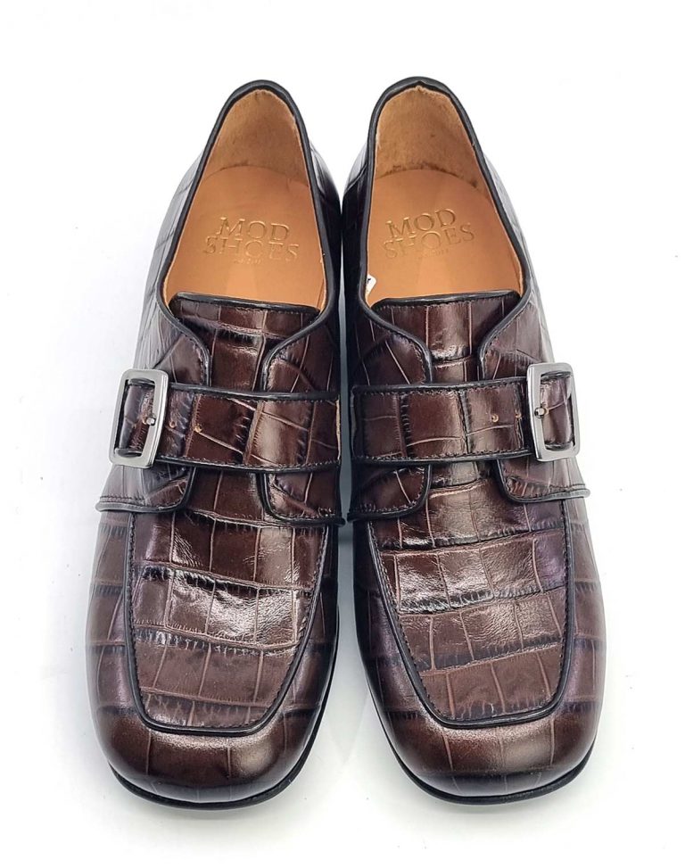 The “Althea” Conker Snakeskin Effect Leather Loafers – Ladies Retro 60 ...