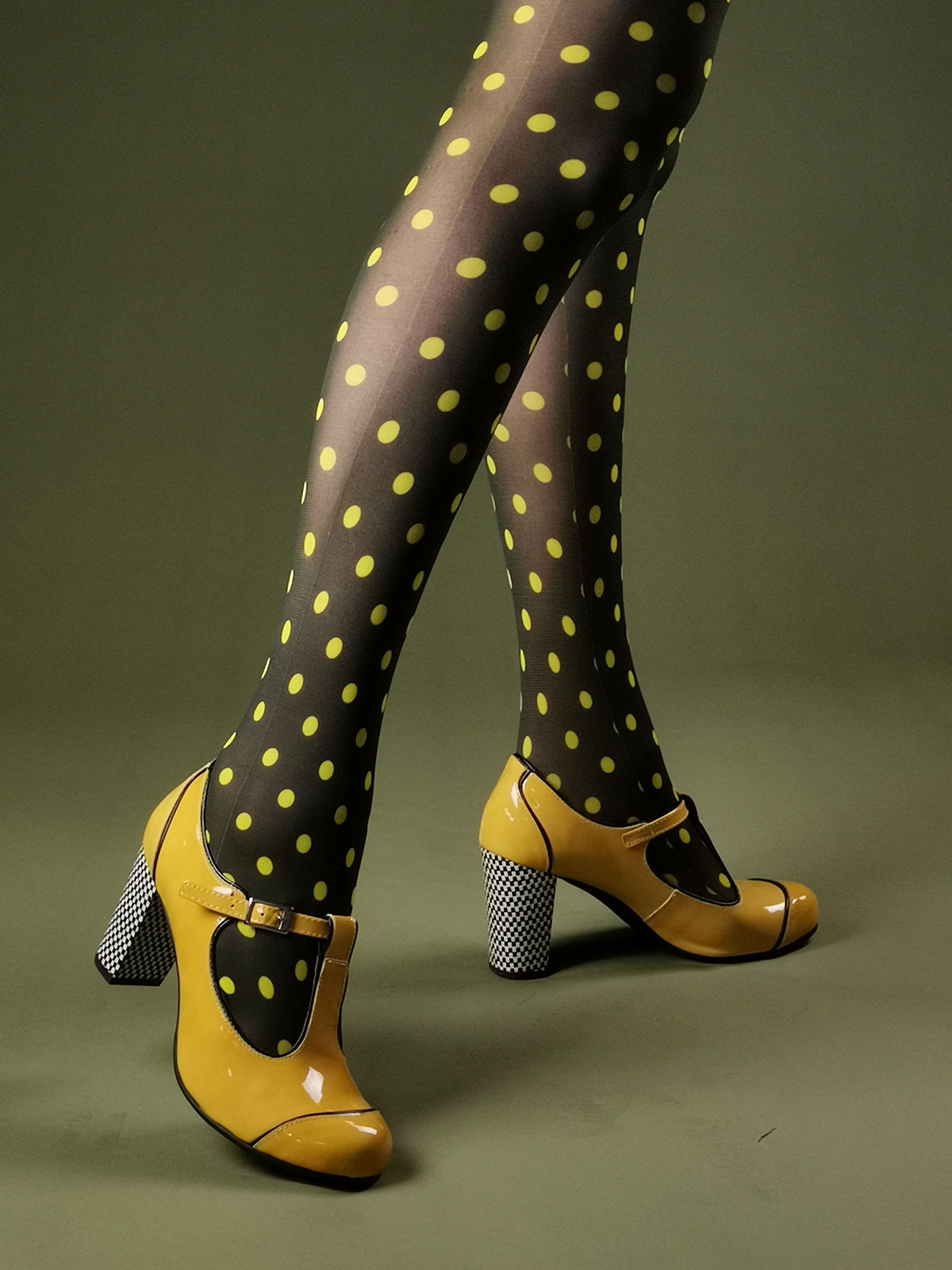 Designer Vintage Style Retro Polka Dot Panty-stockings in Black
