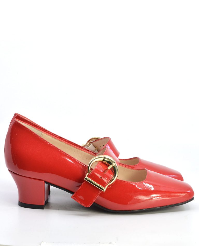 The Lola In Red Patent Leather – Mary Jane 60s Style Ladies Shoes By ...