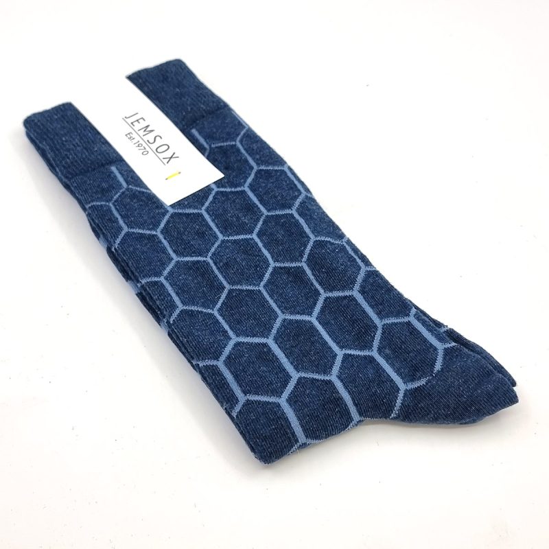 Graduated Hexagon Denim Light Blue Pattern Socks – Mod Shoes