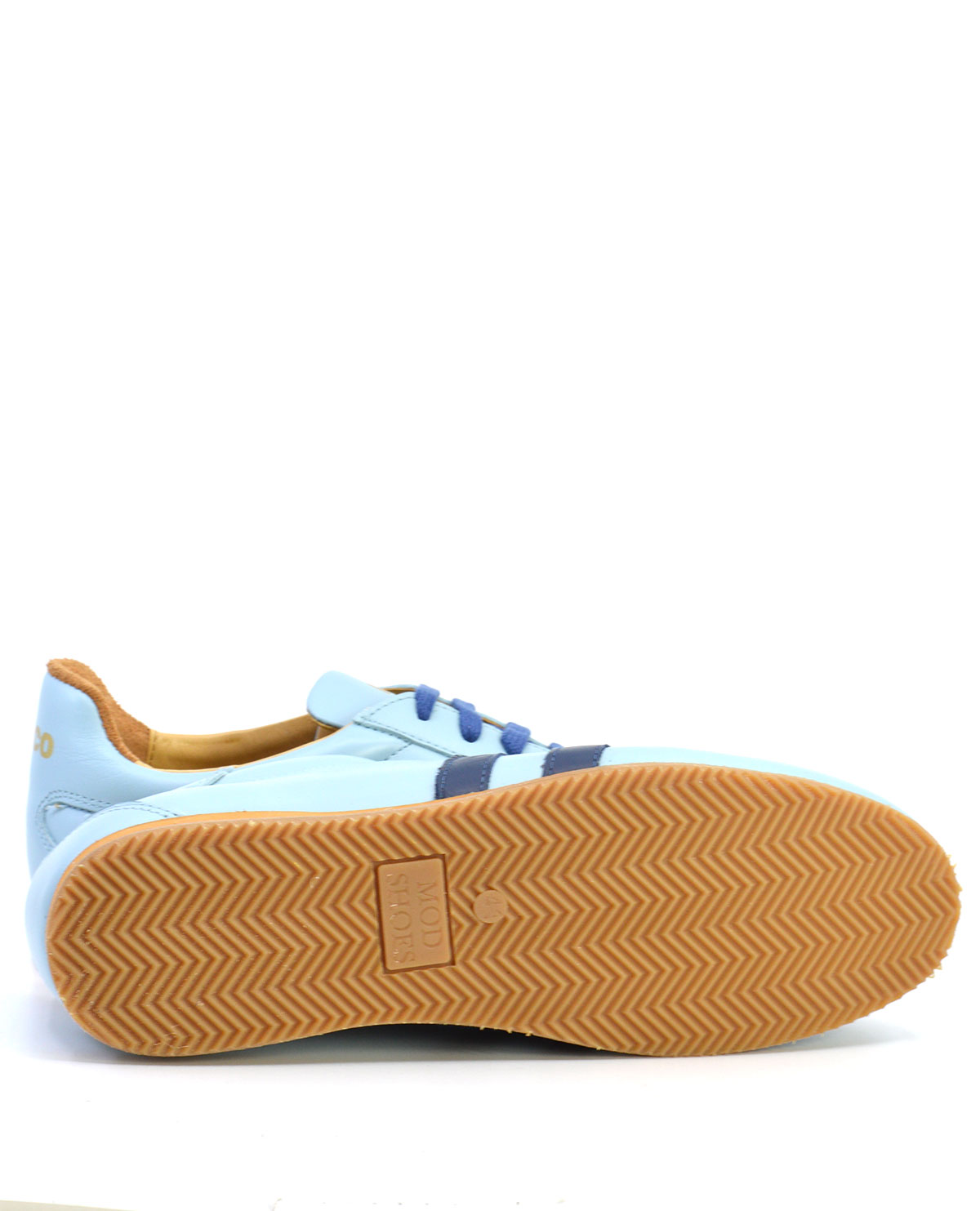 The Ricco In Light Blue & Blue Stripe – Old School Trainers – Mod Shoes