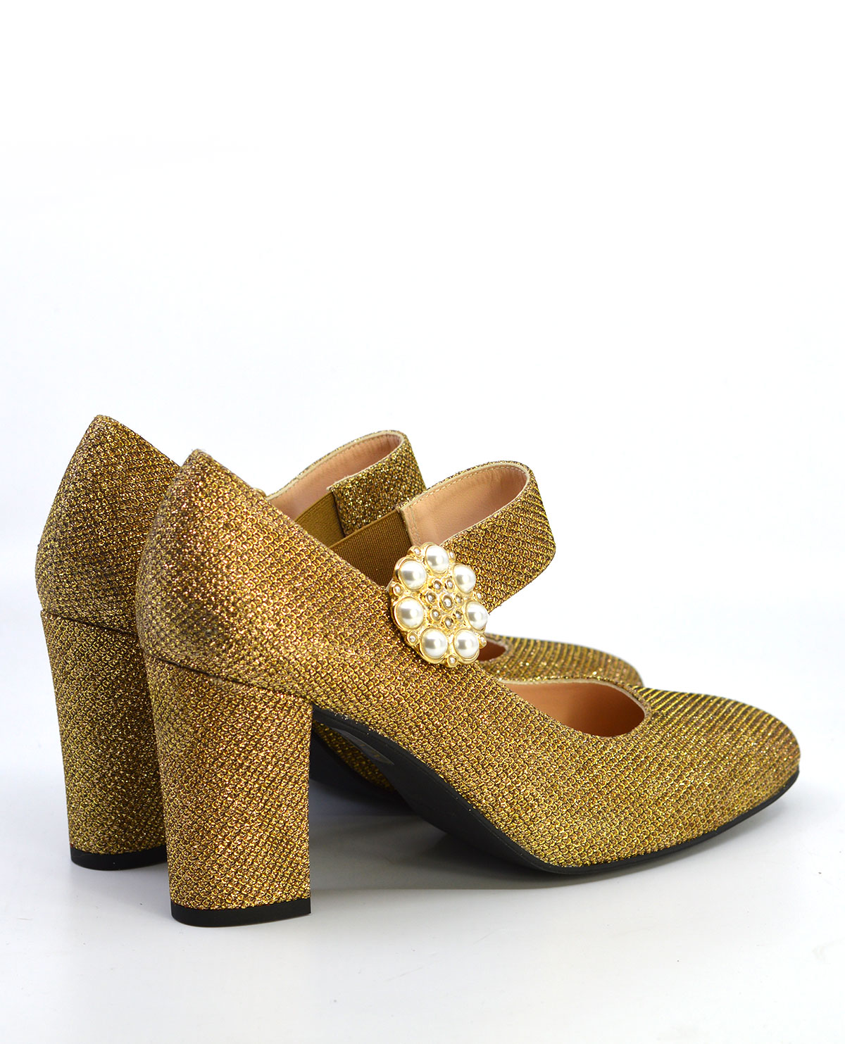 Women's Sandals On A Heel Gold Glitter Joalice