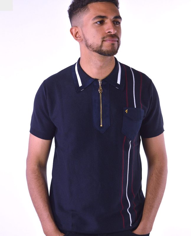 Gabicci Vintage – Robyn Short Sleeve Navy – Knitted Polo – 50th ...