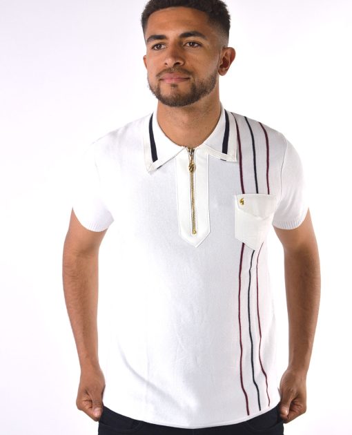 Gabicci Vintage - Robyn Short Sleeve White - Knitted Polo - 50th Anniversary Special