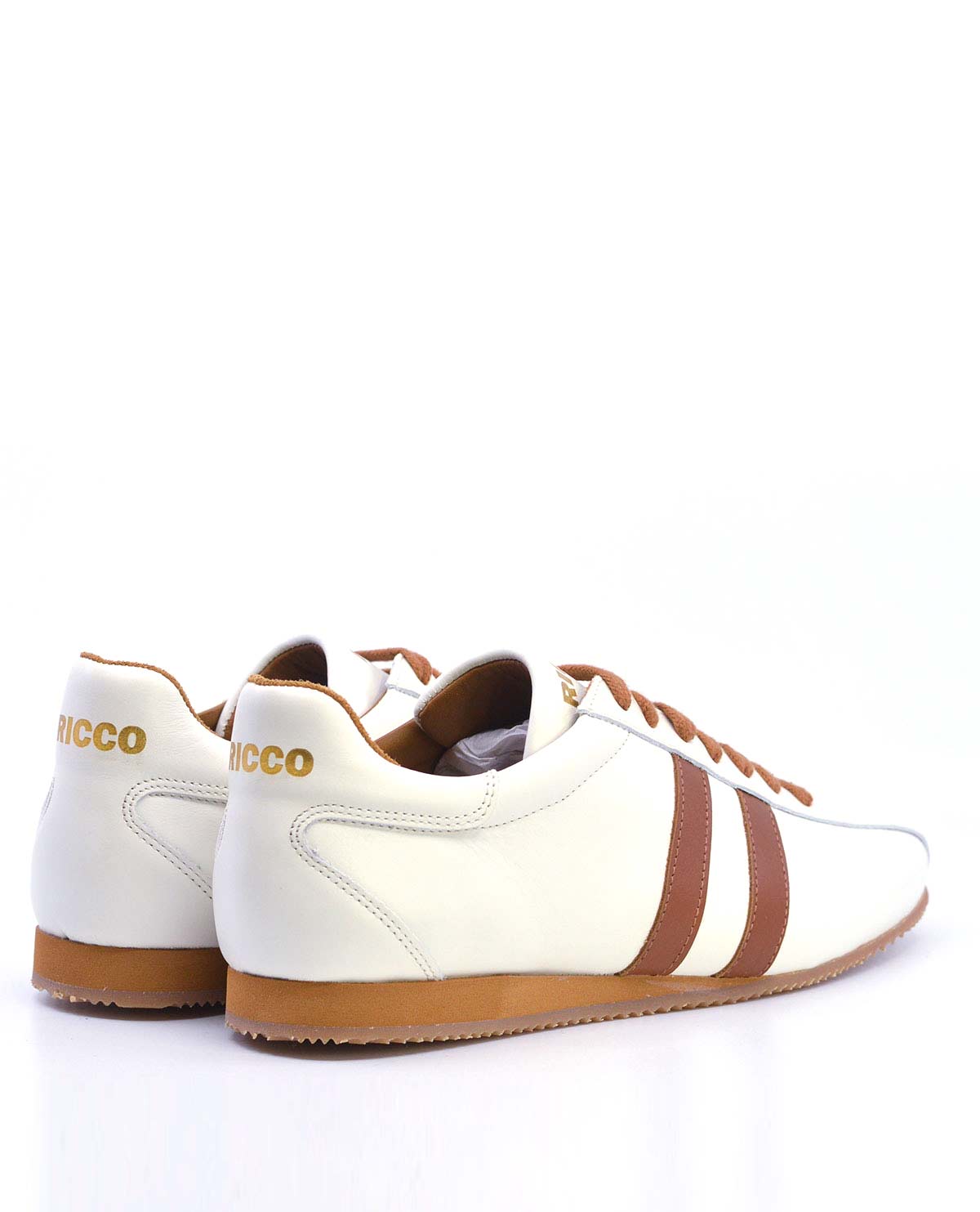 The Ricco in White Leather & Blue Red Strip - Old School Trainers