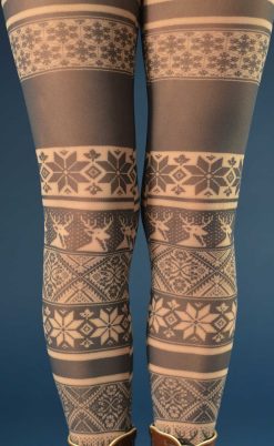 Fair Isle Soft Knitted Tights for Women Socks Pantyhose, Tights
