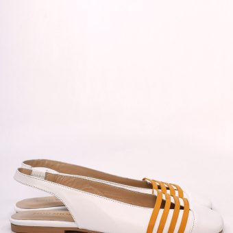 The Eleanor In White and Golden Yellow - Women's Retro 60's 70's Style Shoes by Mod Shoes Image