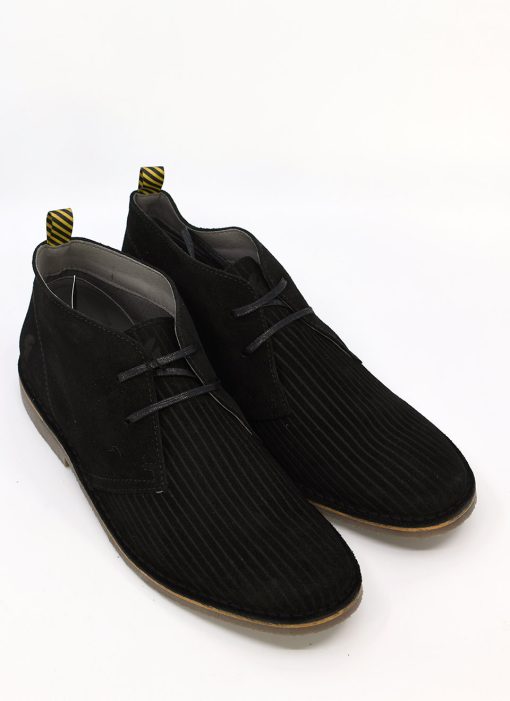 Gabicci Connett Desert Boots in Black Corded Suede