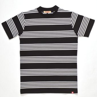 The 'McQueen' by 66 Clothing - Black and White Stripe Steve McQueen Inspired T-Shirt Image