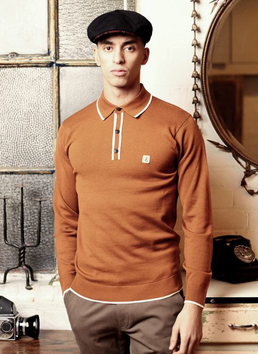 Gabicci-at-Modshoes-and-66-Clothing-Long-Sleeve-Polo-Kint-in-Walnut-Lineker-2024-01