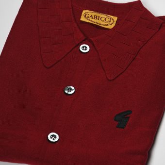 Gabicci Classic Lavelle Cherry - Knit Long Sleeve Button Through Polo Image