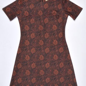 The 'Carly' Dress in Chocolate and Orange Paisley - UK Made 60's Style Mod Dress Image