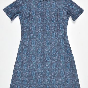 The 'Carly' Dress in Shades Of Blue Paisley - UK Made 60's Style Mod Dress Image