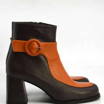 The Jodie Boot In Choc & Orange - Women's Retro 60's 70's Style by Mod Shoes Image