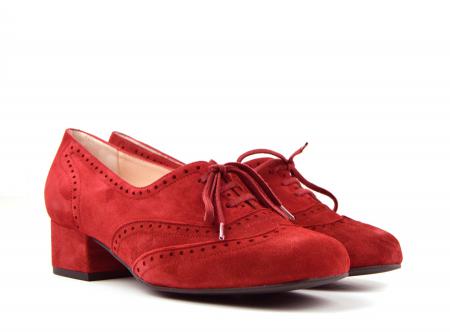 The Faye Brogue In Cranberry Suede – Vintage Style Ladies Shoes – Mod Shoes