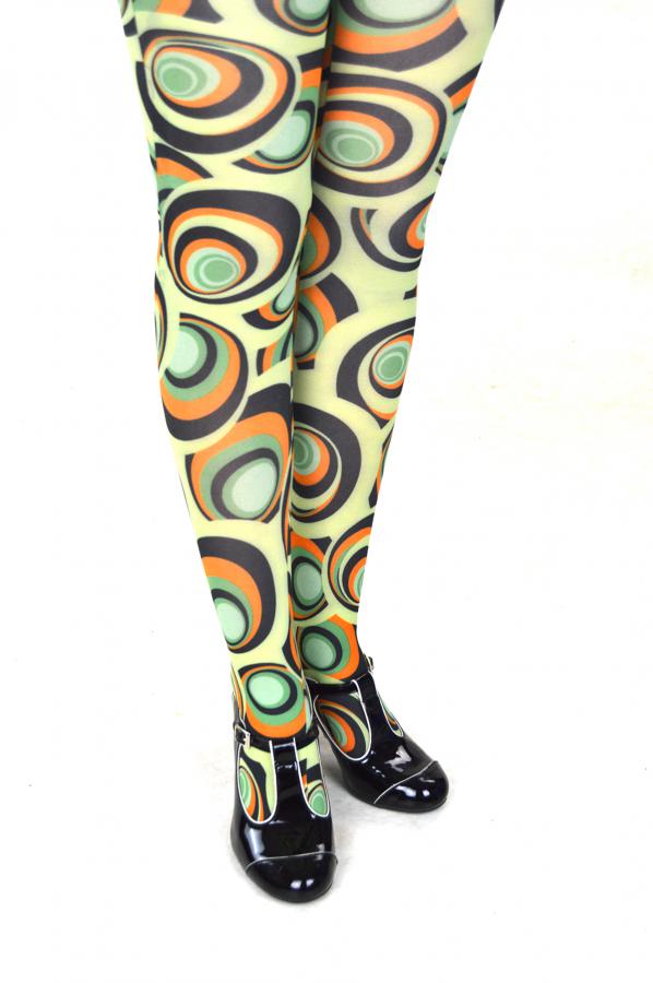 Carnaby Psychedelic Pattern Tights Ladies Vintage Retro 60s 70s Style Mod Shoes 